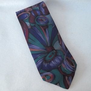 Secours Purple Teal Burgundy Neck Tie Handmade